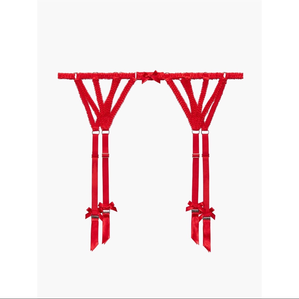 NWT Savage X Fenty- Ultra Sexy Satin Garter Belt (Goji Berry Red)